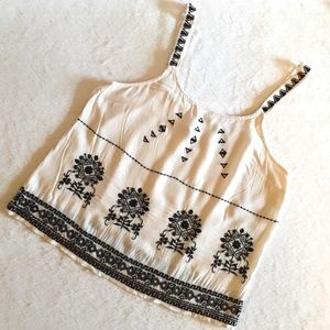 Alya Cream Bohemian Crop Tank